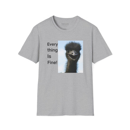 "Everything Is Fine!" Cotton T-Shirt (Emu Style 1) ships from Australia