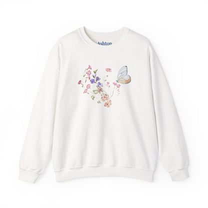 Botanical Floral & Butterfly Sweatshirt - Ships from Australia