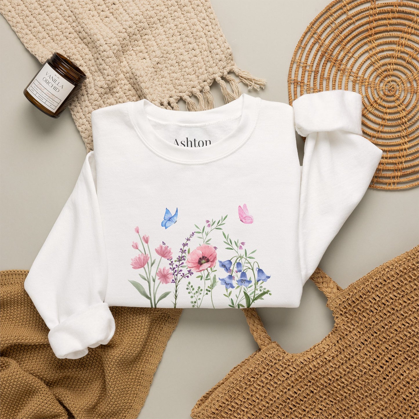 Butterflies and Flowers sweatshirt - Ships from Australia