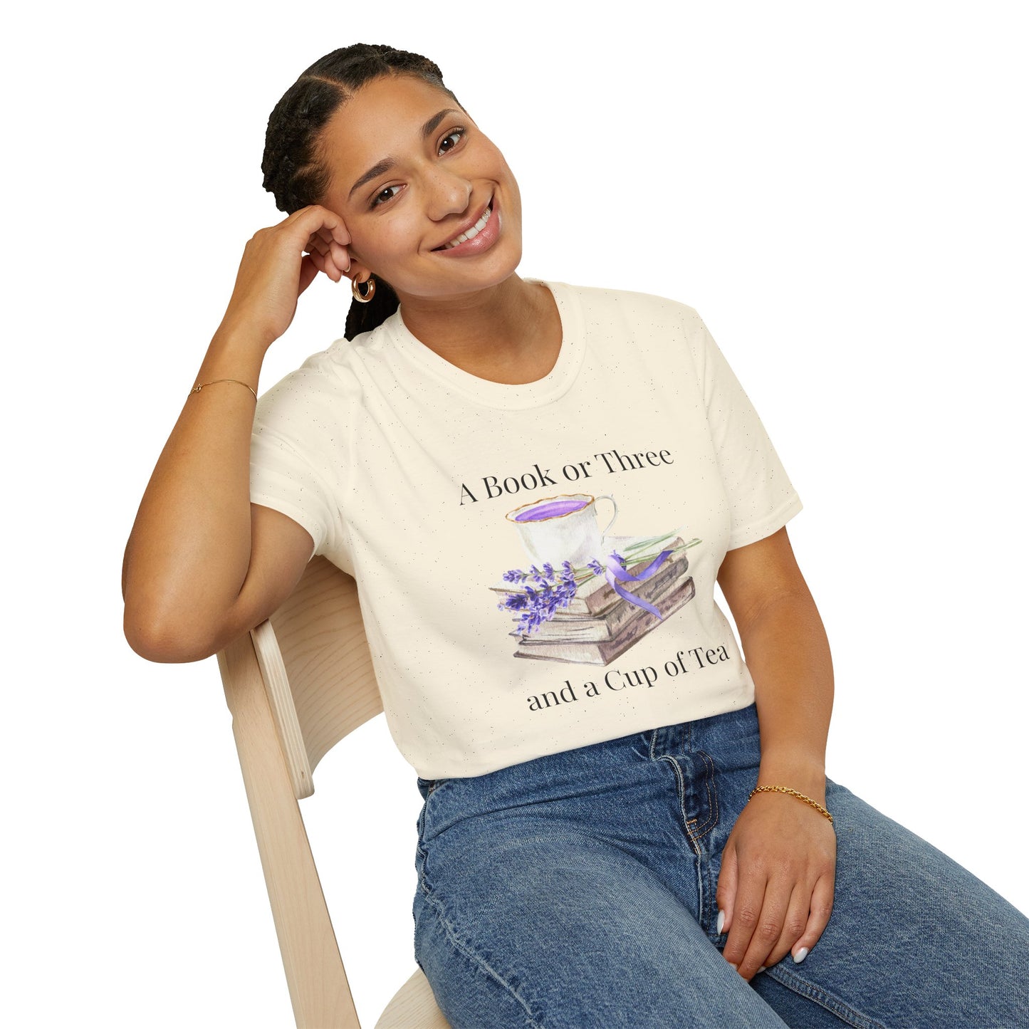 "A Book or Three and a Cup of Tea" Light Weight Cotton T-Shirt - Ships from Australia