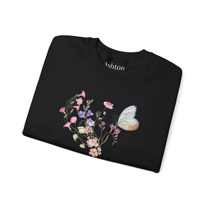Botanical Floral & Butterfly Sweatshirt - Ships from Australia