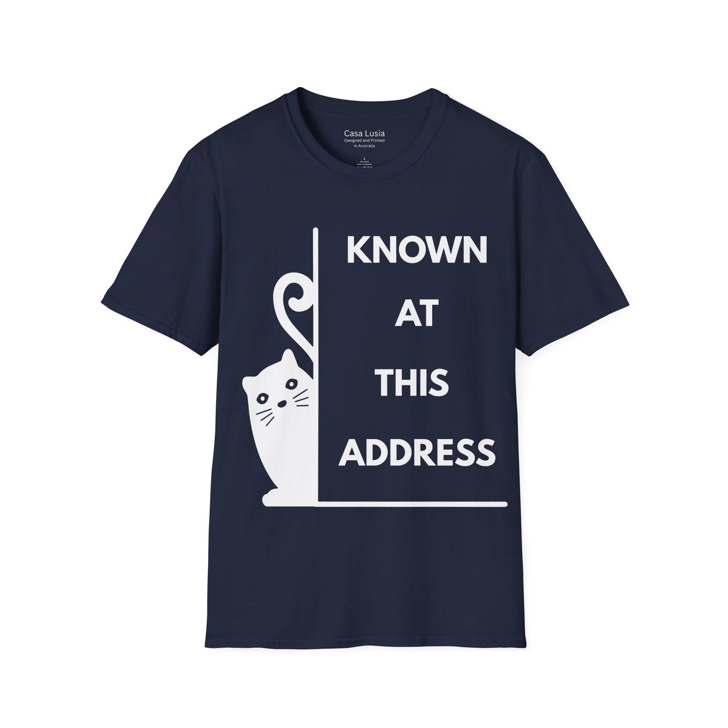 "Known At This Address" Cotton Cat T-Shirt - Ships from Australia