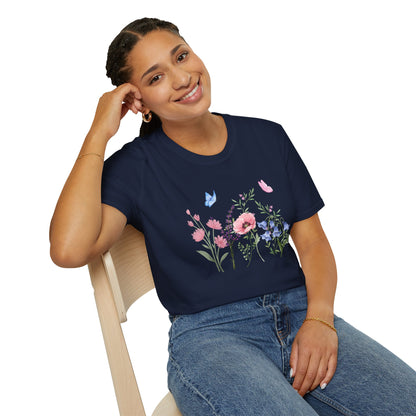 Floral Design Light Weight Cotton T-Shirt (Style 1) - Ships from Australia