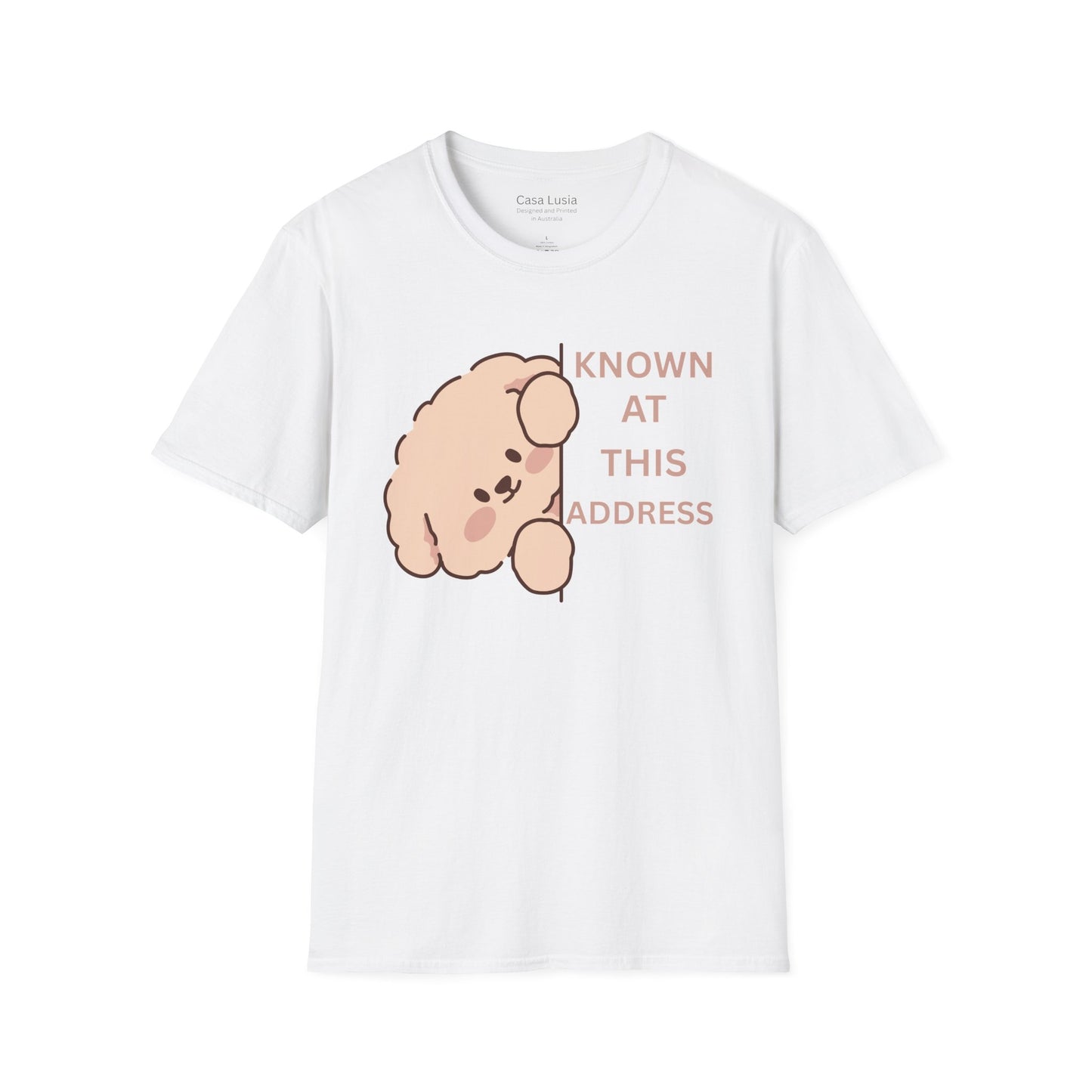 "Known At This Address" Cotton Dog T-Shirt - Ships from Australia