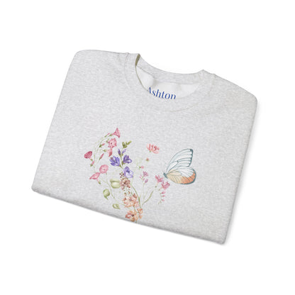 Botanical Floral & Butterfly Sweatshirt - Ships from Australia