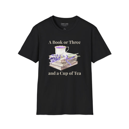 "A Book or Three and a Cup of Tea" Light Weight Cotton T-Shirt - Ships from Australia