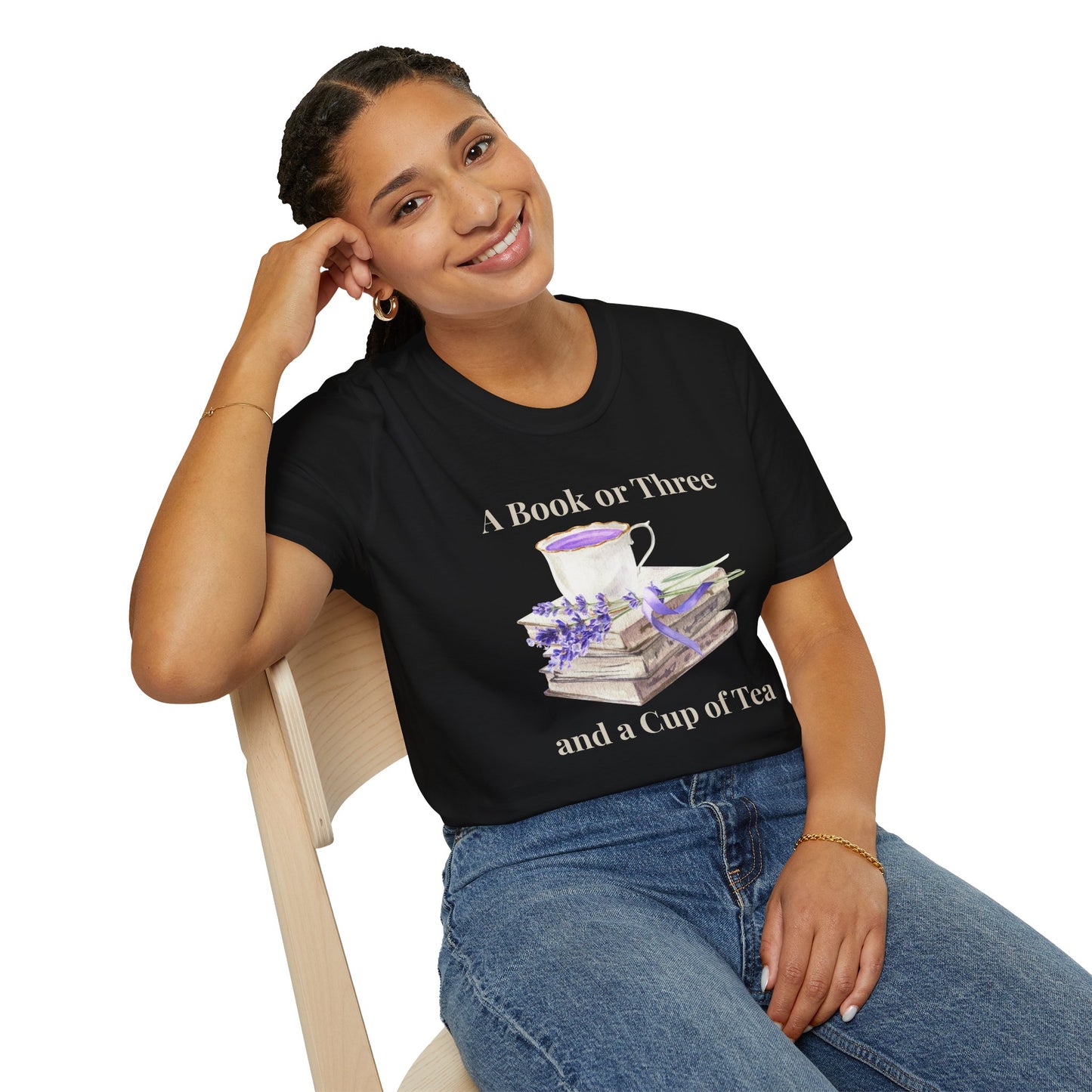 "A Book or Three and a Cup of Tea" Light Weight Cotton T-Shirt - Ships from Australia