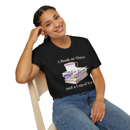 "A Book or Three and a Cup of Tea" Light Weight Cotton T-Shirt - Ships from Australia