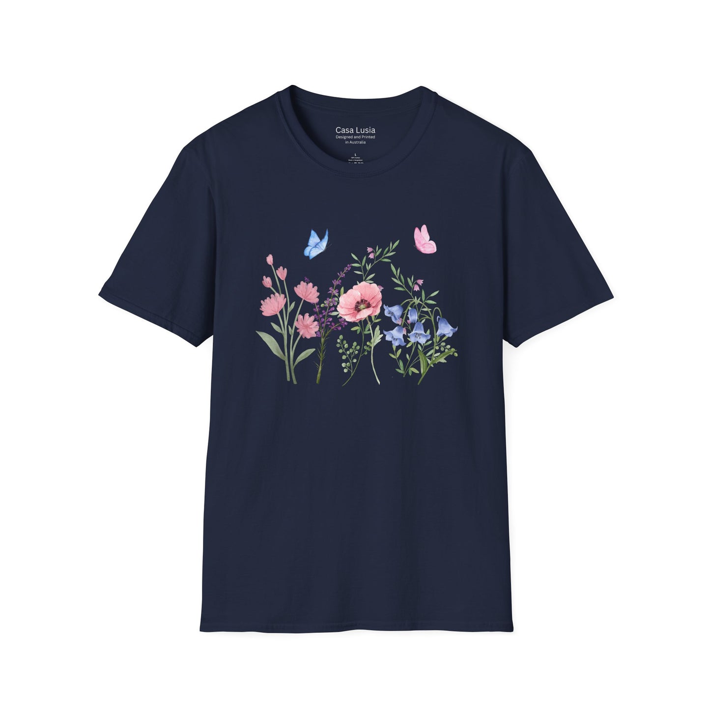 Floral Design Light Weight Cotton T-Shirt (Style 1) - Ships from Australia