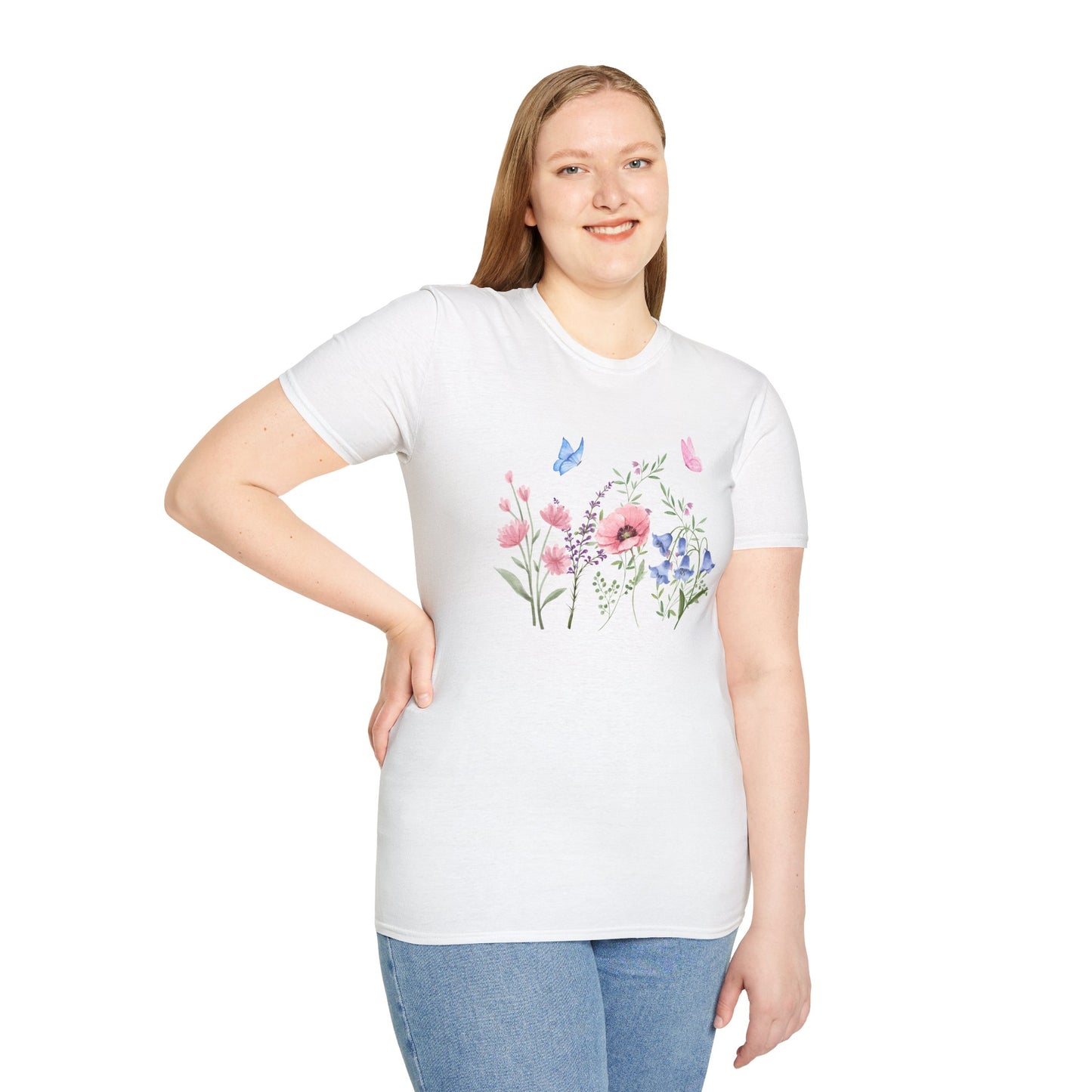 Floral Design Light Weight Cotton T-Shirt (Style 1) - Ships from Australia