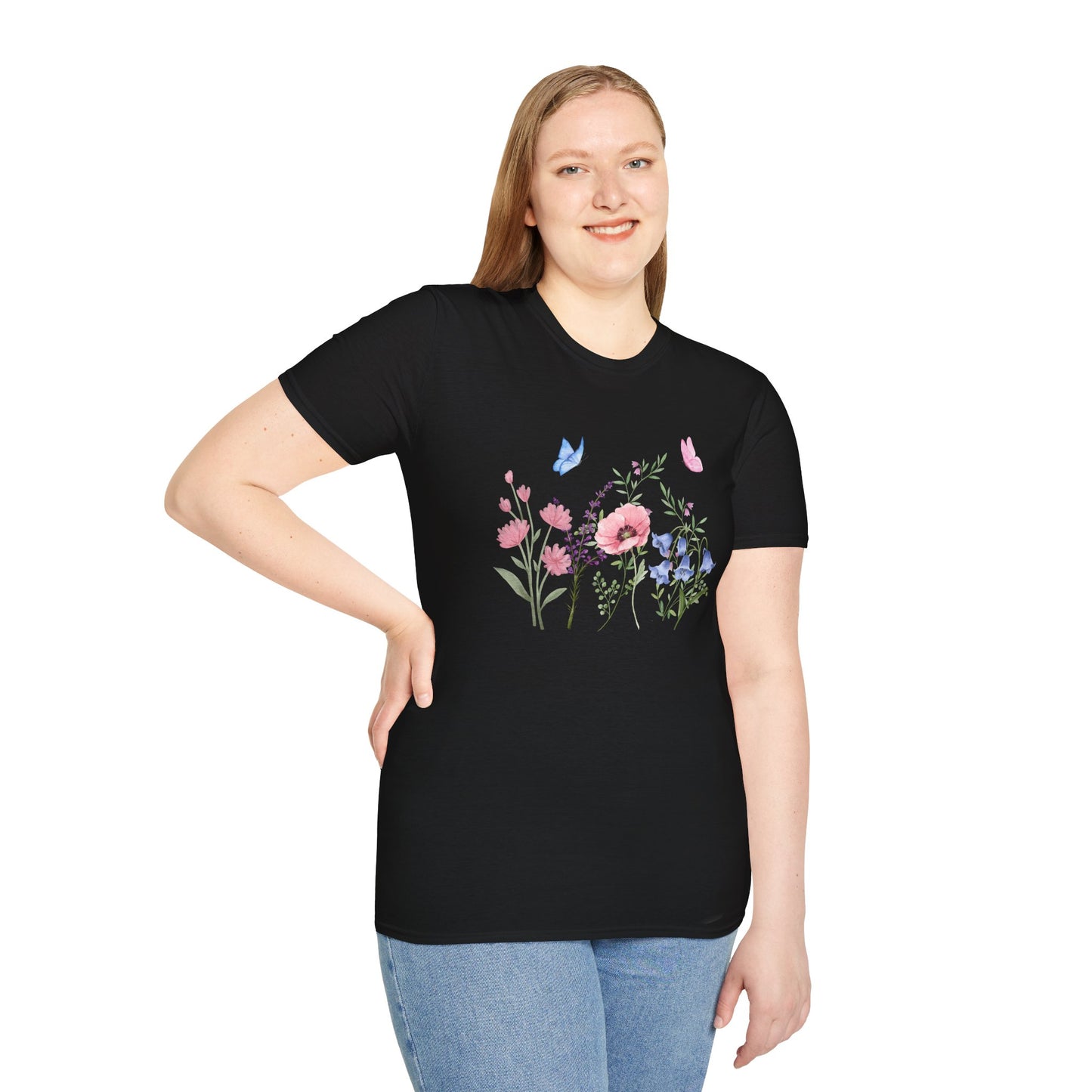 Floral Design Light Weight Cotton T-Shirt (Style 1) - Ships from Australia