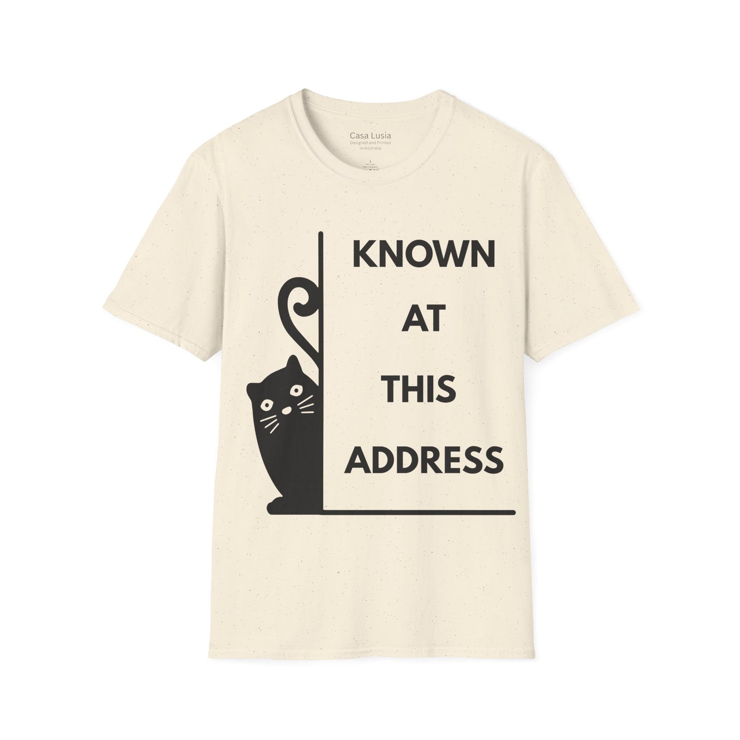 "Known At This Address" Cotton Cat T-Shirt - Ships from Australia