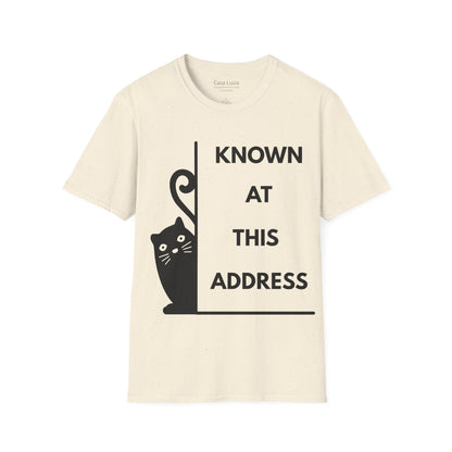 "Known At This Address" Cotton Cat T-Shirt - Ships from Australia