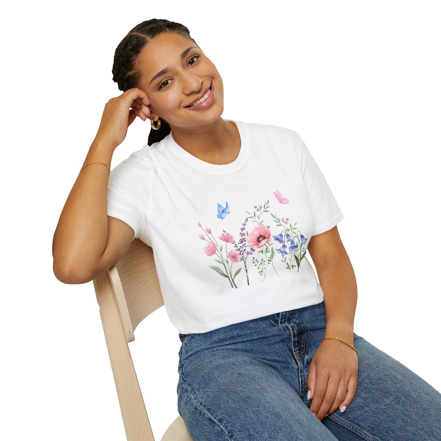 Floral Design Light Weight Cotton T-Shirt (Style 1) - Ships from Australia