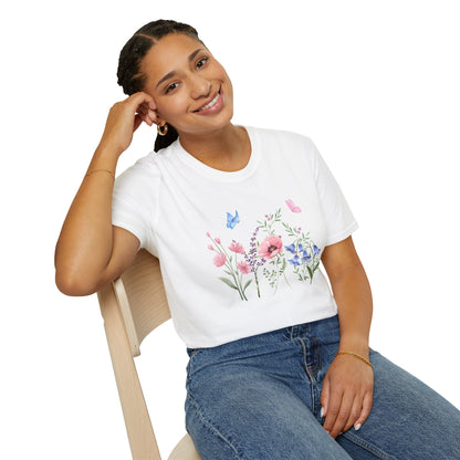 Floral Design Light Weight Cotton T-Shirt (Style 1) - Ships from Australia