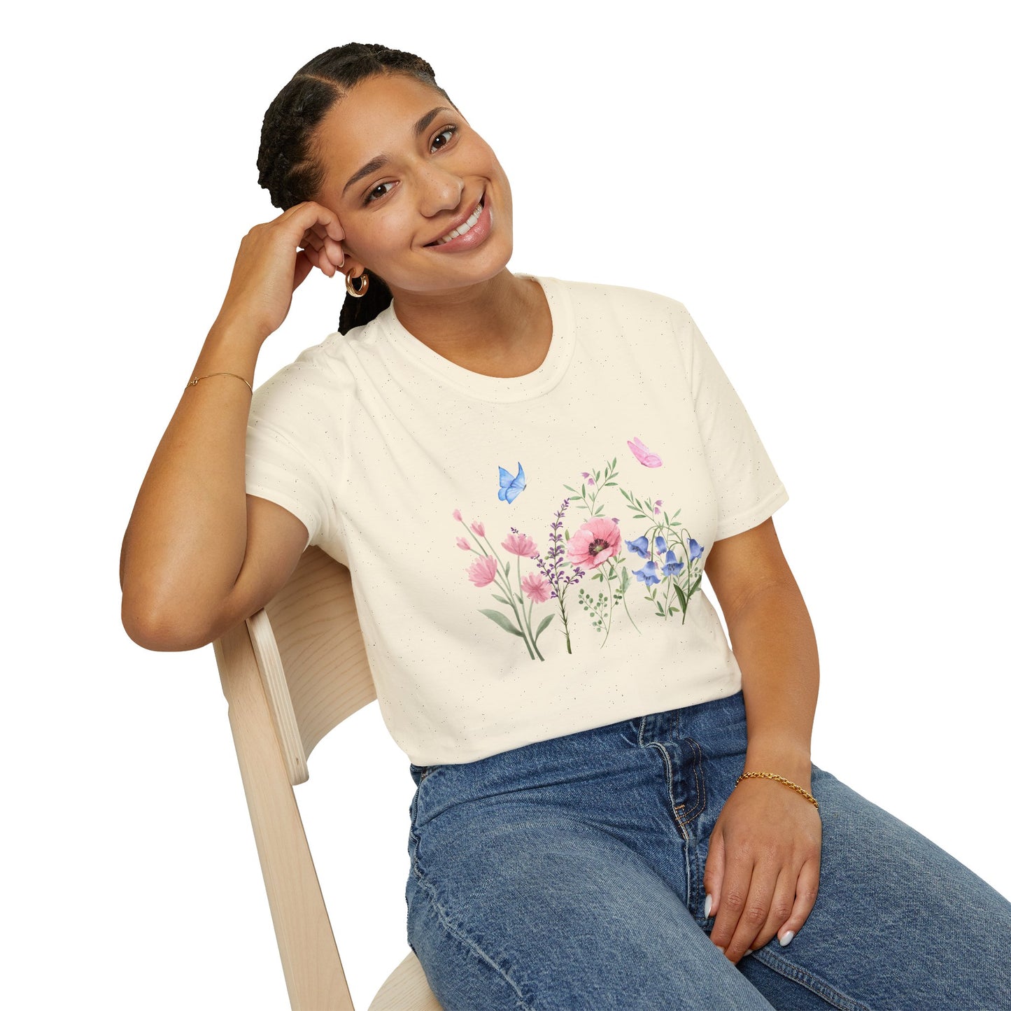Floral Design Light Weight Cotton T-Shirt (Style 1) - Ships from Australia