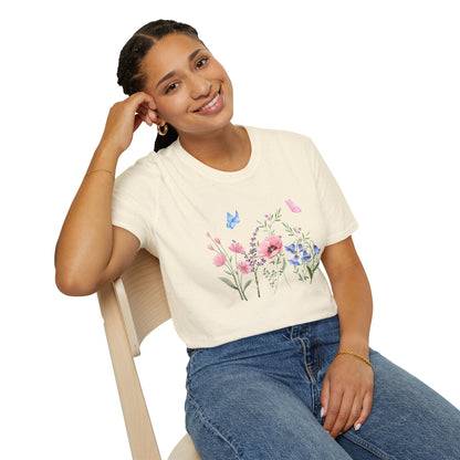 Floral Design Light Weight Cotton T-Shirt (Style 1) - Ships from Australia