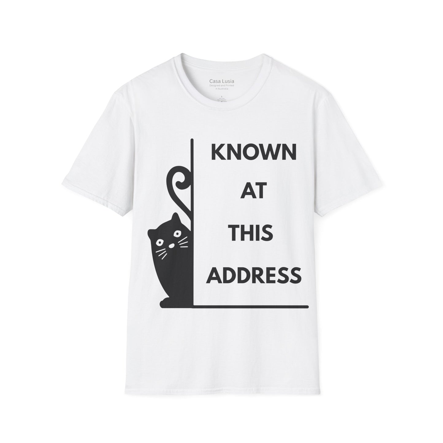 "Known At This Address" Cotton Cat T-Shirt - Ships from Australia