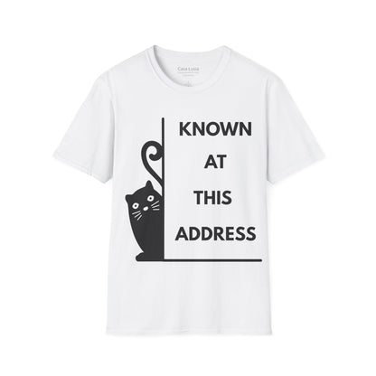 "Known At This Address" Cotton Cat T-Shirt - Ships from Australia