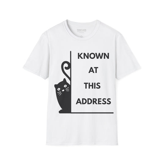 "Known At This Address" Light Weight Cotton Cat T-Shirt ships from Australia
