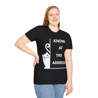 "Known At This Address" Cotton Cat T-Shirt - Ships from Australia