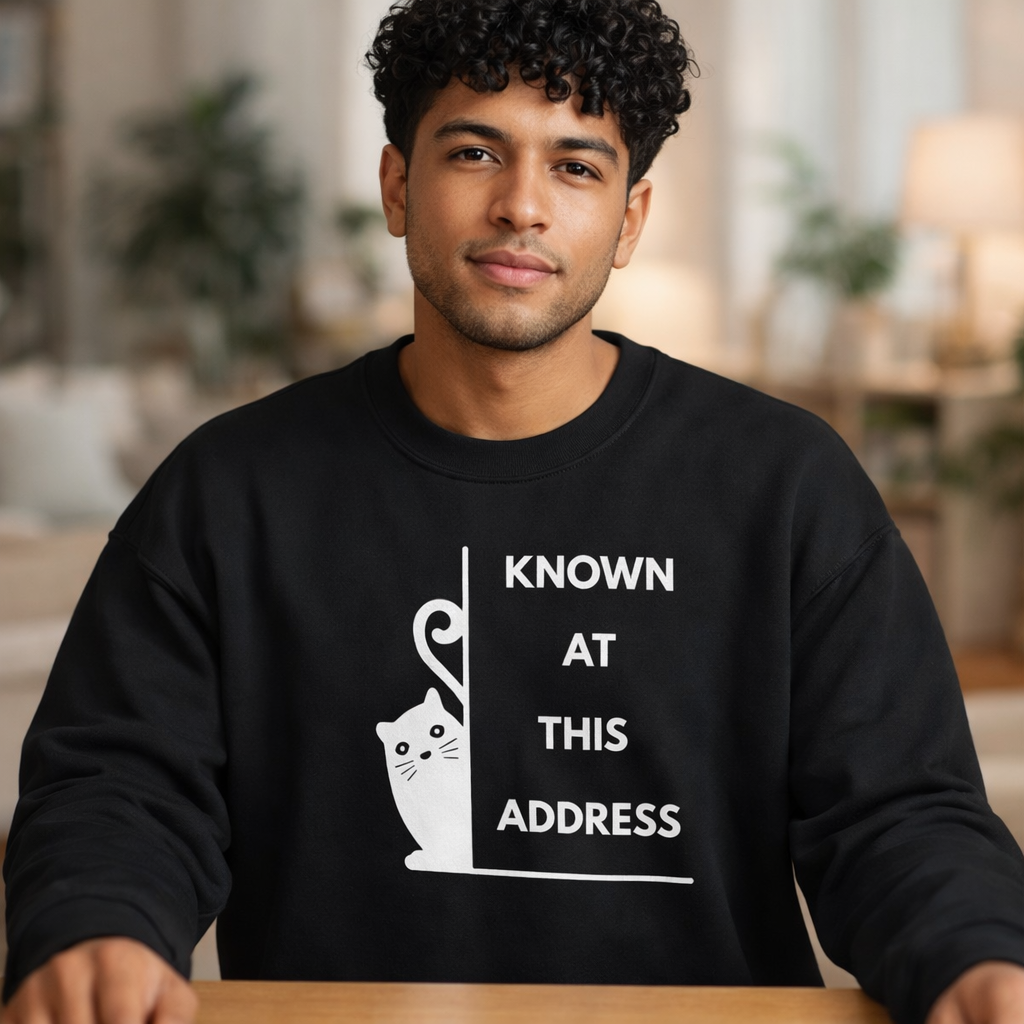 "Known At This Address" Cat Sweatshirt - Ships from Australia