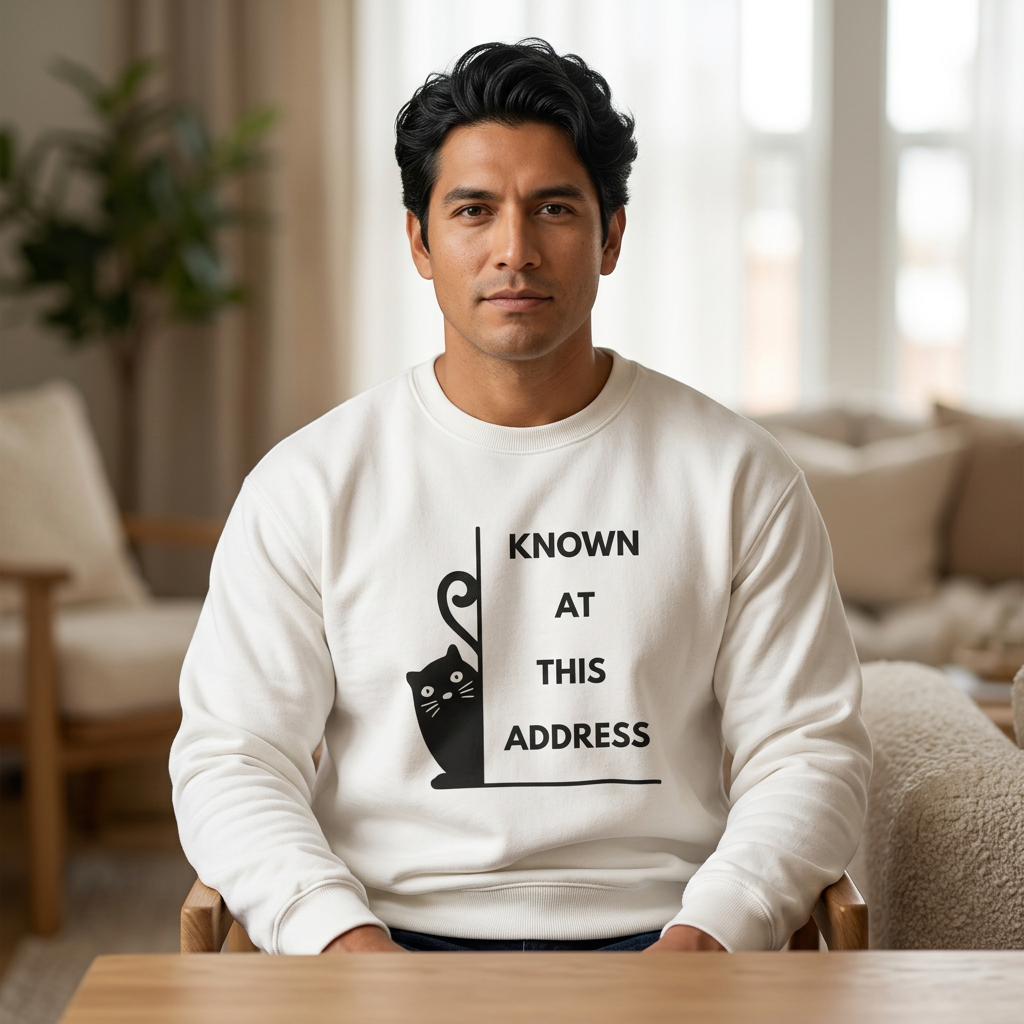"Known At This Address" Cat Sweatshirt - Ships from Australia