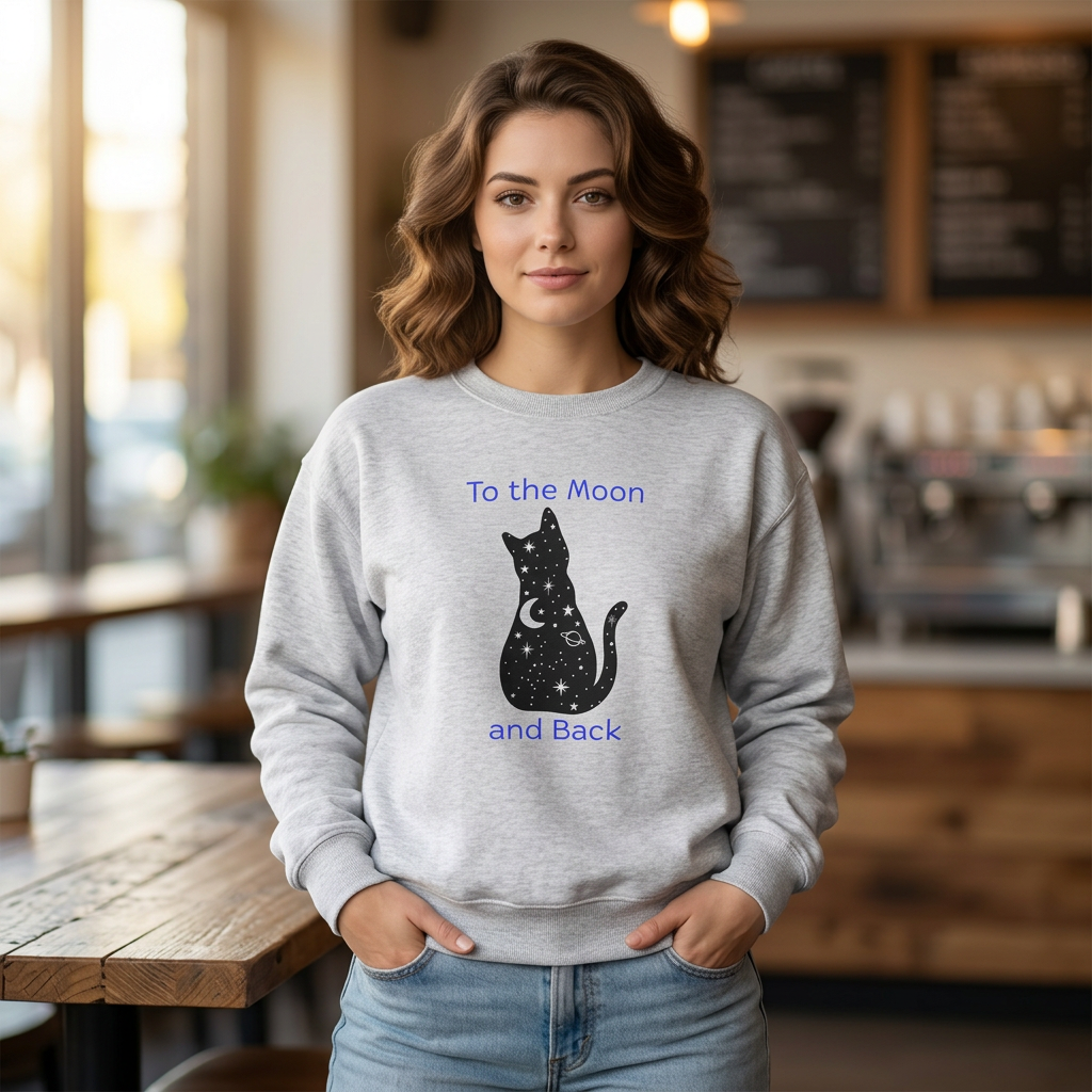 "To the Moon and Back" Cat Sweatshirt - Ships from Australia