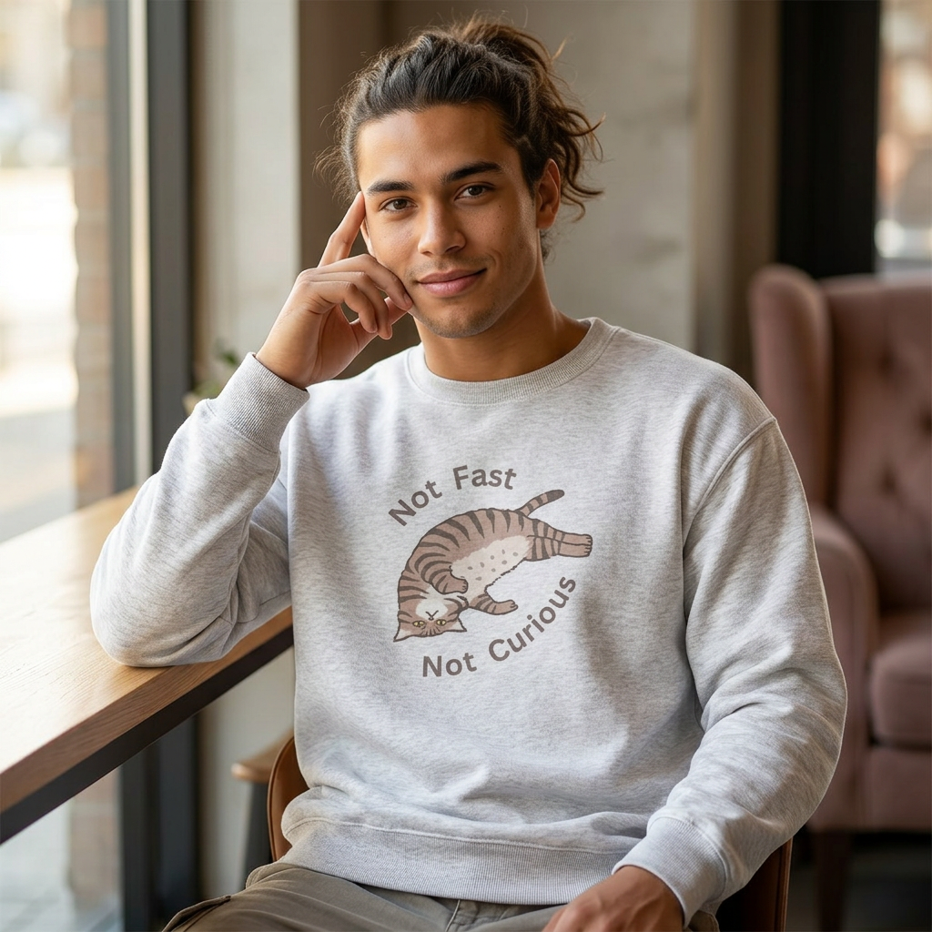 "Not Fast Not Curious" Cat Sweatshirt - Ships from Australia