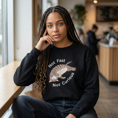 "Not Fast Not Curious" Cat Sweatshirt - Ships from Australia