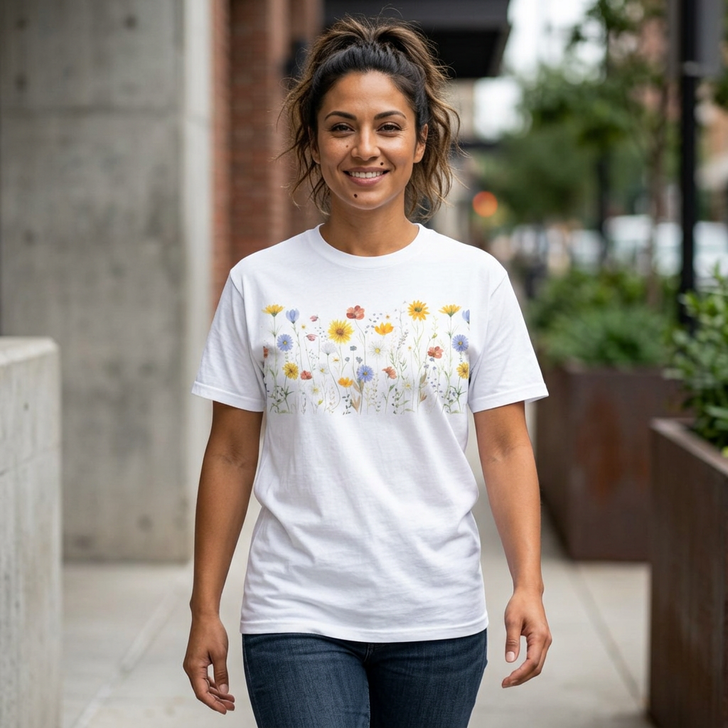Wildflower Meadow Cotton T-Shirt - Ships from Australia