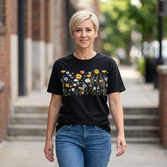 Wildflower Meadow Cotton T-Shirt - Ships from Australia