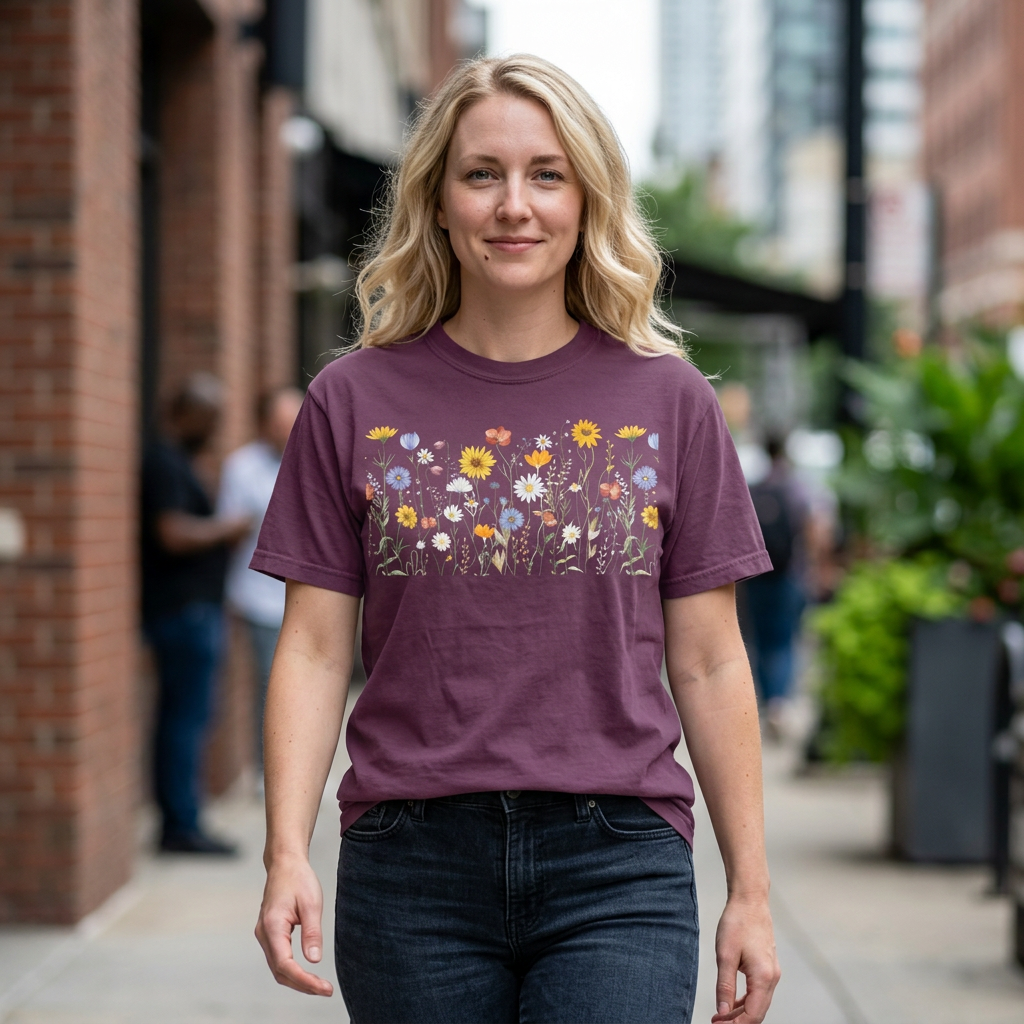 Wildflower Meadow Cotton T-Shirt - Ships from Australia