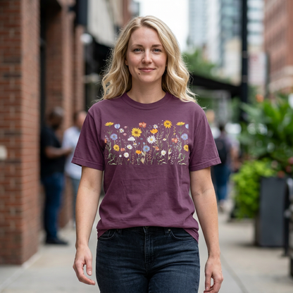 Wildflower Meadow Cotton T-Shirt - Ships from Australia