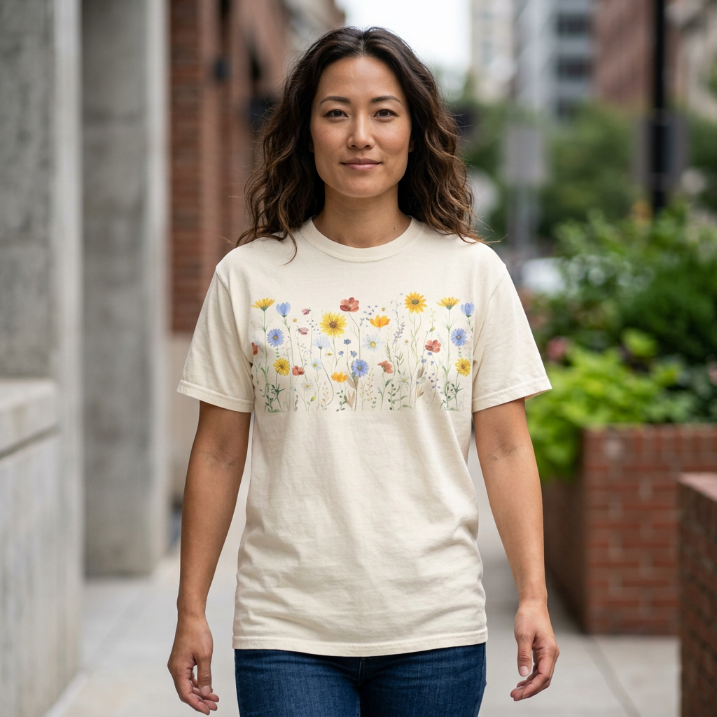 Wildflower Meadow Cotton T-Shirt - Ships from Australia
