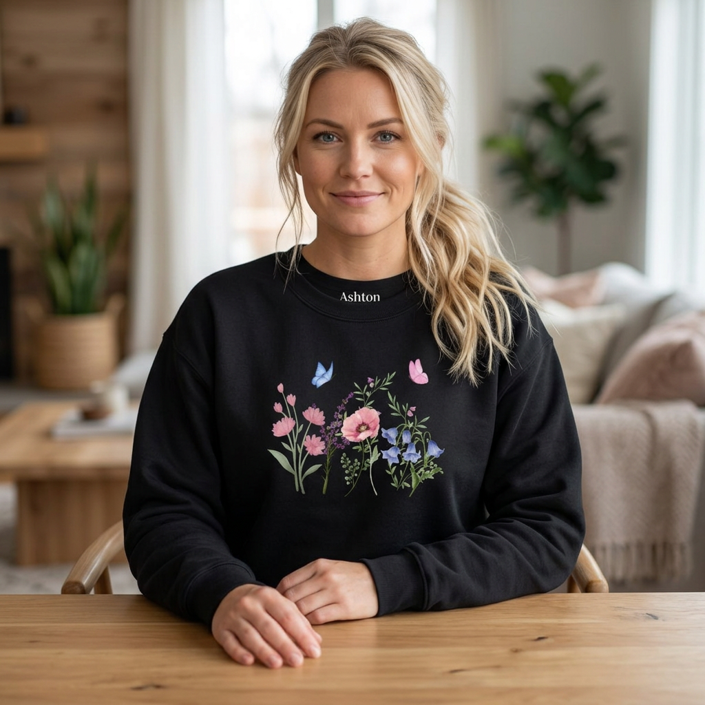 Butterflies and Flowers sweatshirt - Ships from Australia