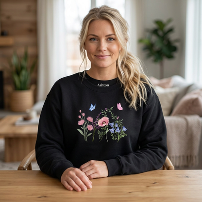 Butterflies and Flowers sweatshirt - Ships from Australia