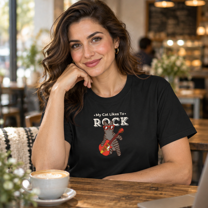 "My Cat Likes To Rock" Cat T-Shirt - ships from Australia