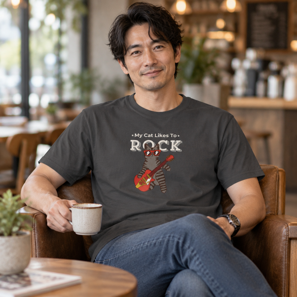 "My Cat Likes To Rock" Cat T-Shirt - ships from Australia