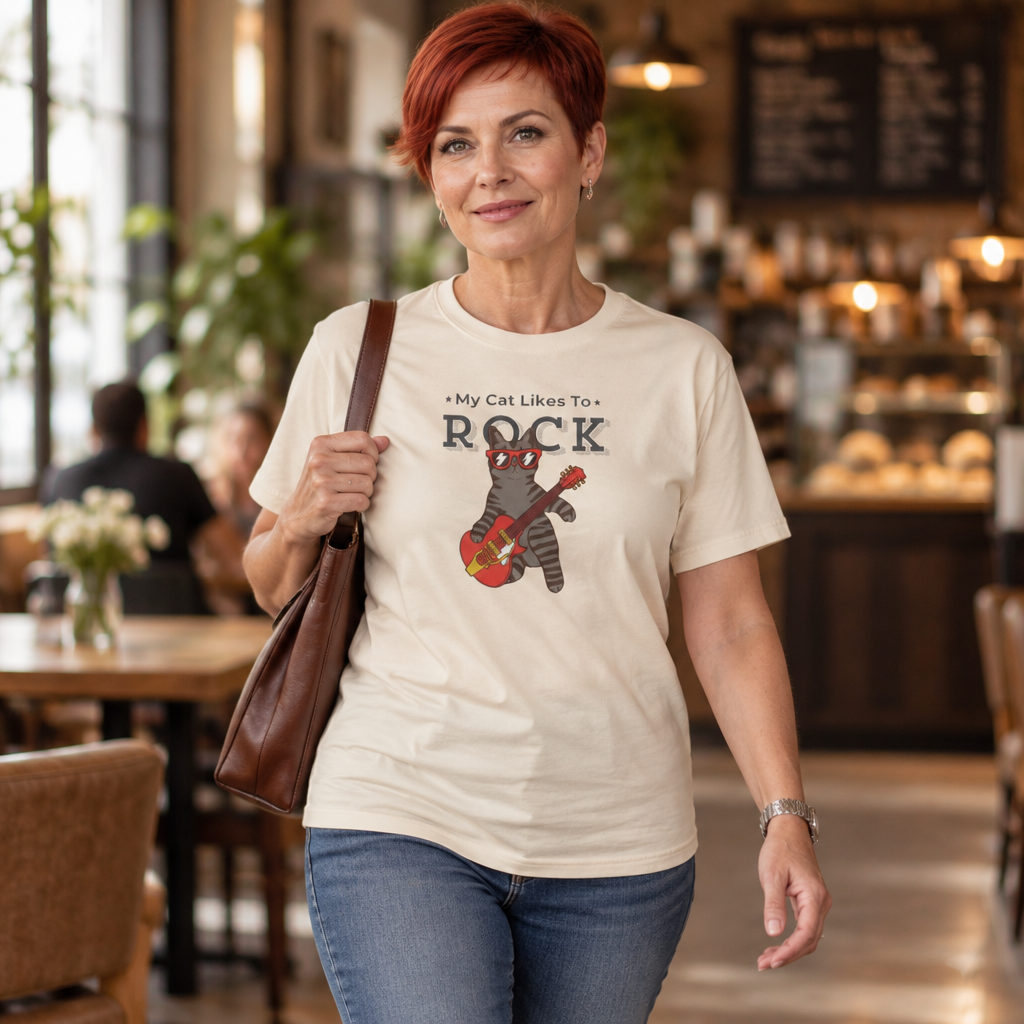"My Cat Likes To Rock" Cat T-Shirt - ships from Australia