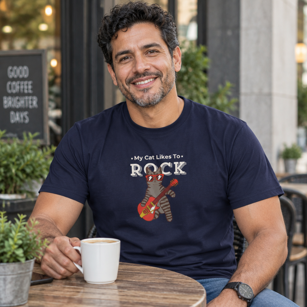 "My Cat Likes To Rock" Cat T-Shirt - ships from Australia