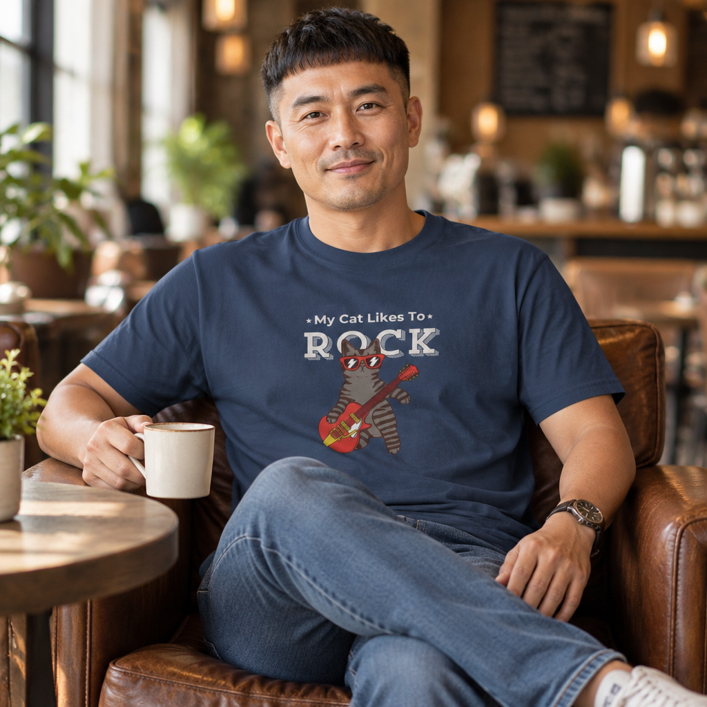 "My Cat Likes To Rock" Cat T-Shirt - ships from Australia
