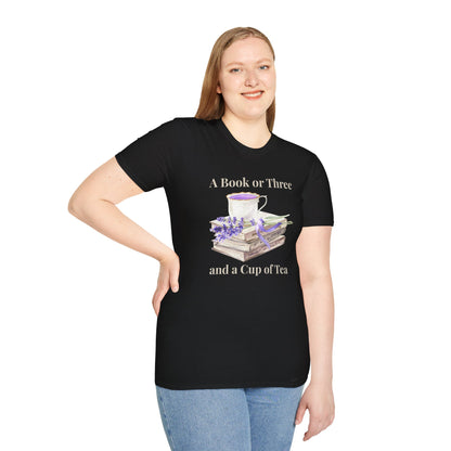 "A Book or Three and a Cup of Tea" Light Weight Cotton T-Shirt - Ships from Australia