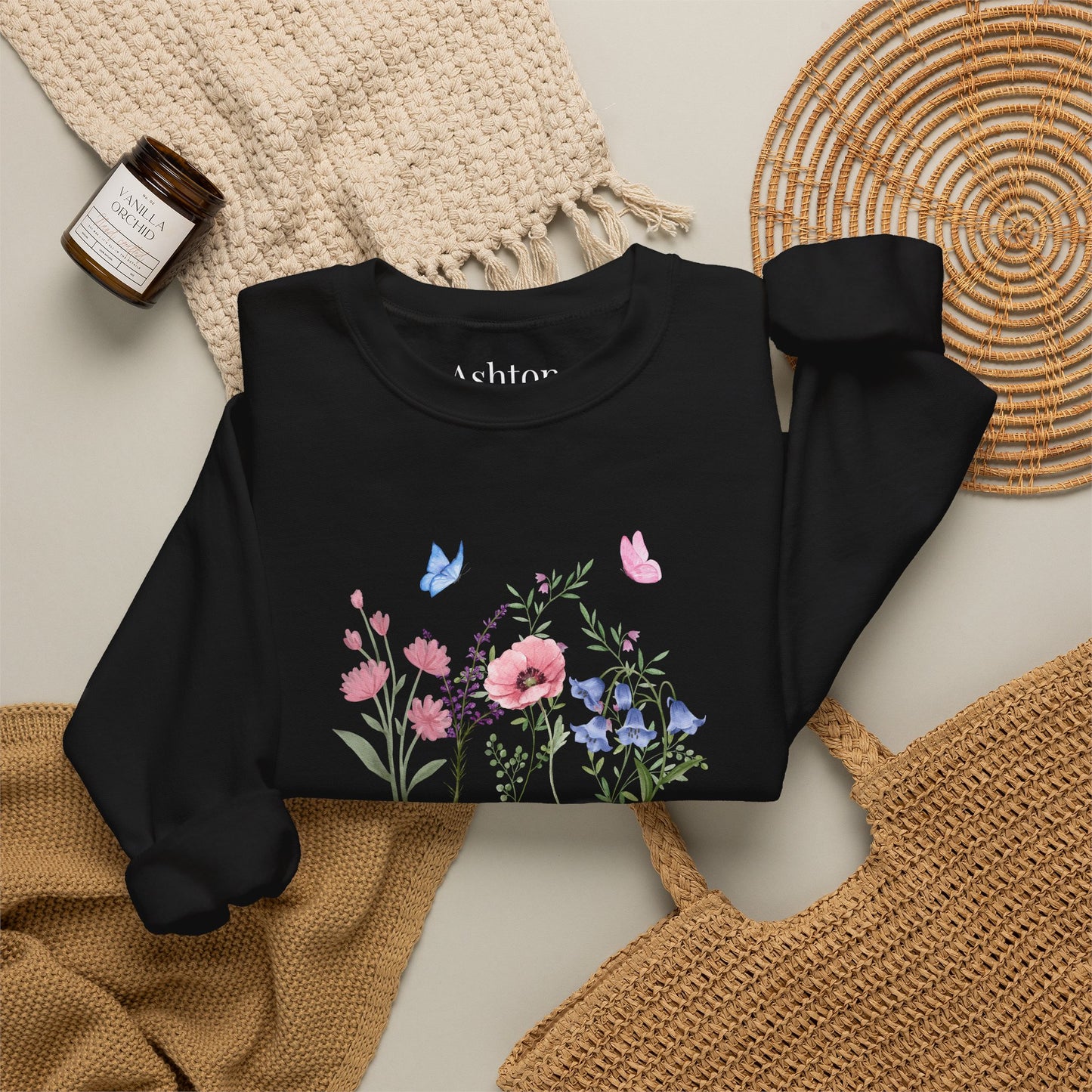 Butterflies and Flowers sweatshirt - Ships from Australia