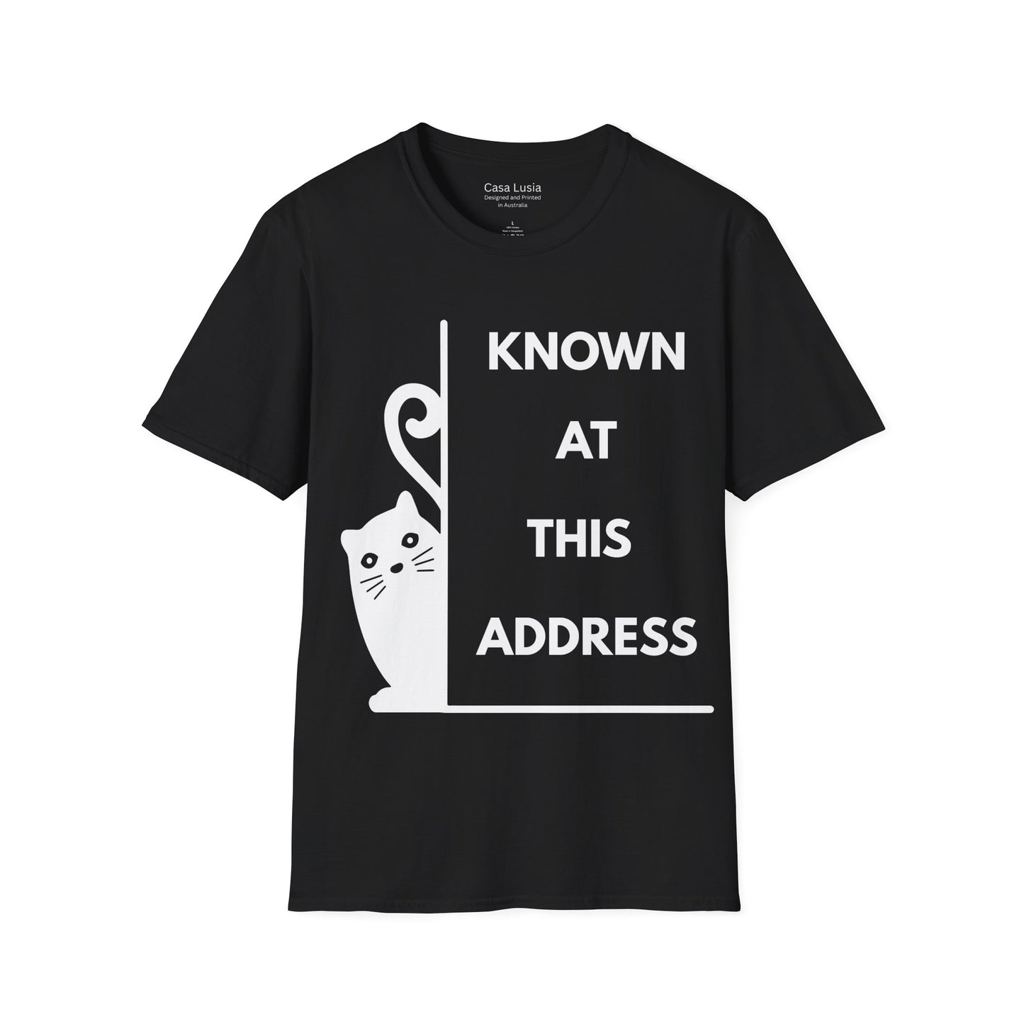 "Known At This Address" Cotton Cat T-Shirt - Ships from Australia