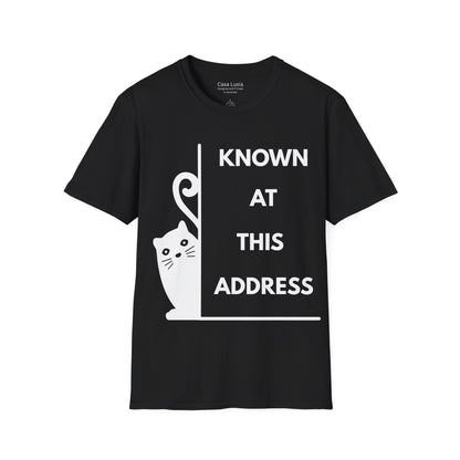 "Known At This Address" Cotton Cat T-Shirt - Ships from Australia