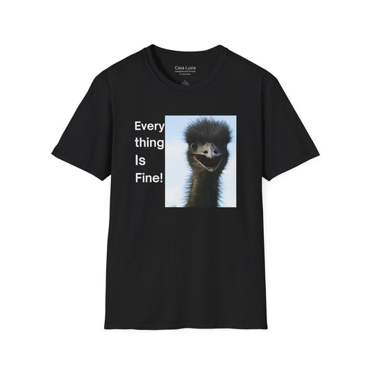 "Everything Is Fine!" Cotton T-Shirt (Emu Style 1) ships from Australia