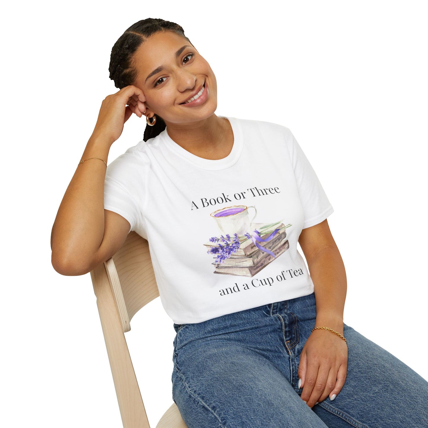 "A Book or Three and a Cup of Tea" Light Weight Cotton T-Shirt - Ships from Australia