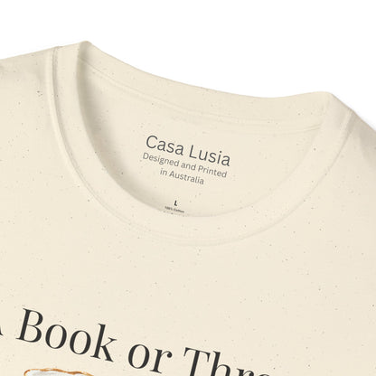 "A Book or Three and a Cup of Tea" Light Weight Cotton T-Shirt - Ships from Australia