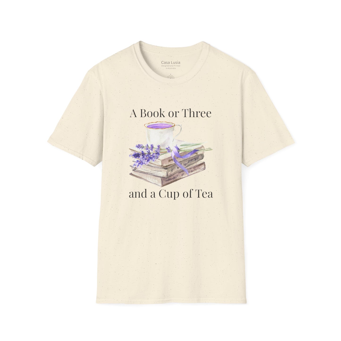 "A Book or Three and a Cup of Tea" Light Weight Cotton T-Shirt - Ships from Australia